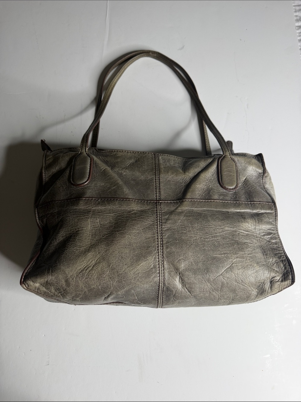 Vintage Hobo The Original Friar Genuine Leather Grey Shoulder Bag